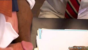 Feeling the intense pleasure as men eat cum from big cocks in the gay HR meeting.