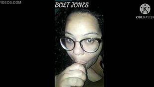 feeling the excitement as the chubby girl with glasses sucks her virgin friend's tattooed cock