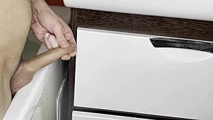 supermdick33 jerks off his shaved cock in the bathroom close up