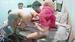 pretty milf in long socks at homemade gangbang orgy action