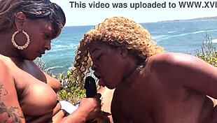 Porsha Carrera Drills Nina Rivera With Strapon On Beach
