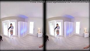 Intense POV blowjob with deepthroat cumshot in VR parody.