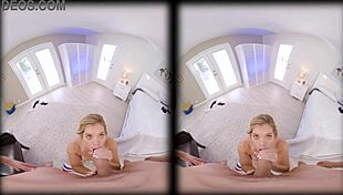 Intense POV blowjob with deepthroat cumshot in VR parody.