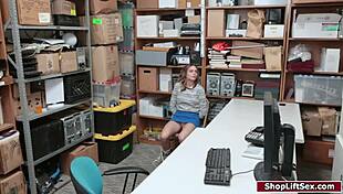 Blonde shoplifter sucks officer's cock 😈