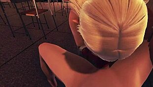 sexy elf girl gives blowjob and handjob