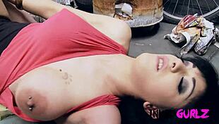 Inked brunette full of tattoos and cum