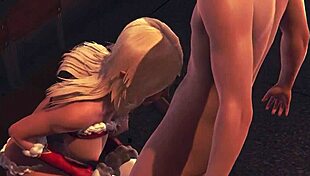 sexy elf girl gives blowjob and handjob