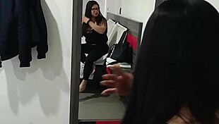 in the hotel room, the young guy fucks the milf hard and cums inside her.