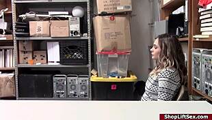 Blonde shoplifter sucks officer's cock 😈