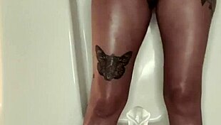 big booty latina max ryan rides a clear dildo in the bathtub trailer