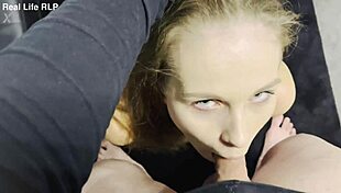 rough spitting blowjob on her