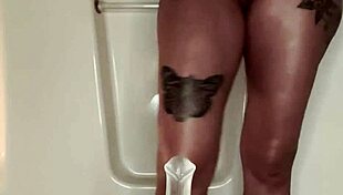 big booty latina max ryan rides a clear dildo in the bathtub trailer