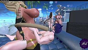 bastet egypt xiii and anico at beach party with titty fucks and cum 😎. wild fun!