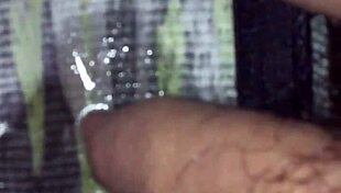 Woman pisses in underwear and pours blue soap on cock