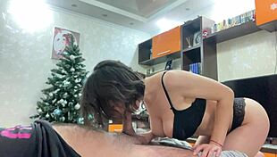 Skinny Girl Rides Cock, Sucks for Cumshot, Swallows Load