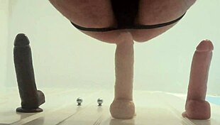 gay guy masturbates with dildos