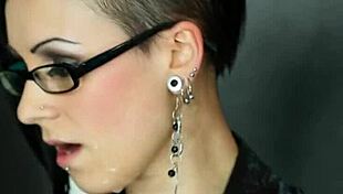 gloryhole babe deepthroats fat cock in bukkake blowbang