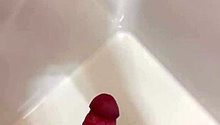 Moaning Maledom Strokes Monster Thick Cock in Shower Until Explosive Cum