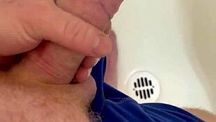 Moaning Maledom Strokes Monster Thick Cock in Shower Until Explosive Cum