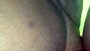 Pretty Ebony Wife Fingers Her Shaved Wet Pussy Intensely