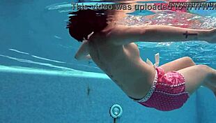 Lady Dee Feels Shy Swimming Underwater Outdoors