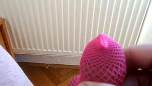 Pink Fishnet Socks Dripping With Cum