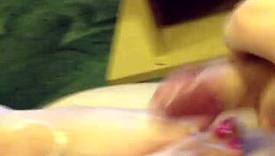 Hot wife gives intense footjob leading to massive cumshot on pink toenails!