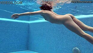 Lady Dee Feels Shy Swimming Underwater Outdoors