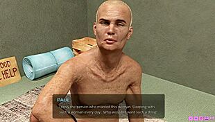 Heiße blonde Schlampe in hartem 3D-Dreier mit Obdachlosen, spritzt überall.