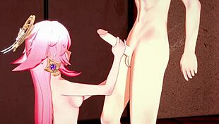 Yae Miko and Zhongli engage in hard sex. Full blowjob, handjob, ball licking, fucking, creampie in uncensored 3D hentai.