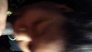 In the early morning, chewy eagerly sucks on a hard cock, taking it deep into her mouth.