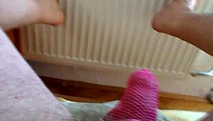 Pink Fishnet Socks Dripping With Cum