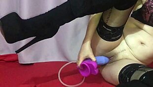 Horny Milf Masturbates with Big Cock Dildo