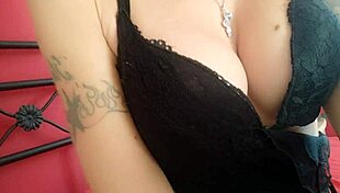 Chantal channel flaunts her wonderful big boobs in a sexy skirt for the camera.