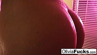olivia teases her big tits and ass in the shower while bathing as a sexy milf pornstar