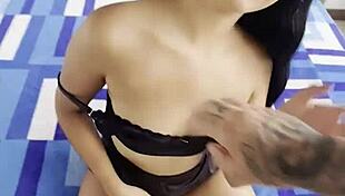 teen latina babe twerks while sucking big cock and taking cum on asshole