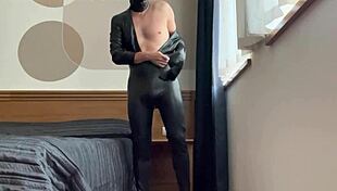 She explores the latex catsuit collection