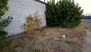 Teen slut fucked in the ass behind the garages