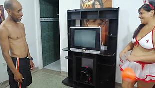 Fuck stepdad's pussy in nurse outfit!