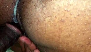 Bent over in doggystyle position, she receives a wet creampie filling her deeply