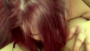 Chubby white girl sucks long and deep in blowjob tease