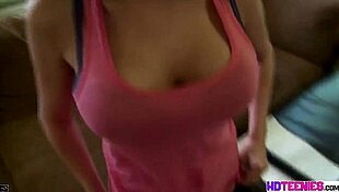 hot brunette with big tits in action