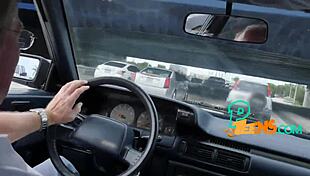 This blonde teen eagerly deepthroats a fat veteran's rod.