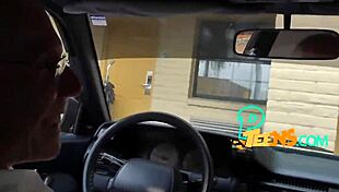 This blonde teen eagerly deepthroats a fat veteran's rod.