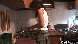 I surprised my lover in the kitchen