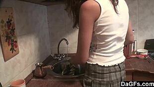 I surprised my lover in the kitchen