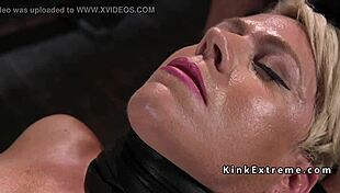 Blonde woman bound and whipped in intense bondage session