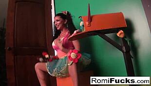 romi rain, the brunette pornstar, sucks a big fat cock and gets a cumshot
