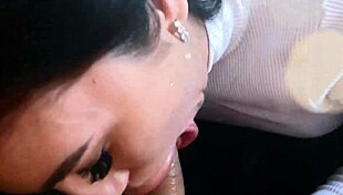 Wife rides and takes cum in public car