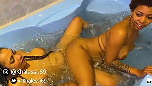 scissoring in the jacuzzi with clit contact in missionary style - khalessi 69